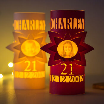 21st Birthday Lantern Photo Centrepiece Personalised, 2 of 10