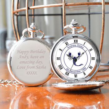 Personalised Zodiac Printed Design Pocket Watch, 4 of 5