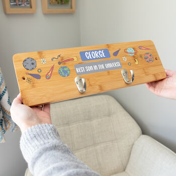 Personalised Outer Space Wall Mounted Coat Hooks For Kid's Bedroom, 2 of 4
