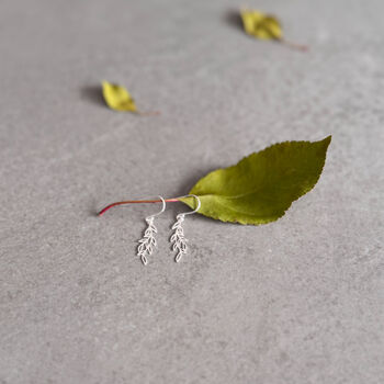Let Love Grow Sterling Silver Leaf Drop Earrings, 8 of 12