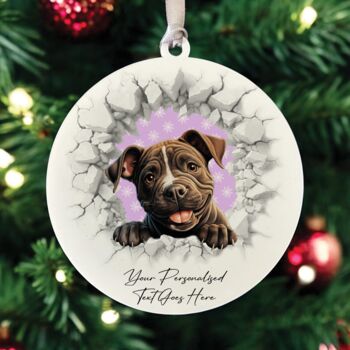 Personalised Christmas Staffordshire Bull Terrier Break Through, 3 of 10