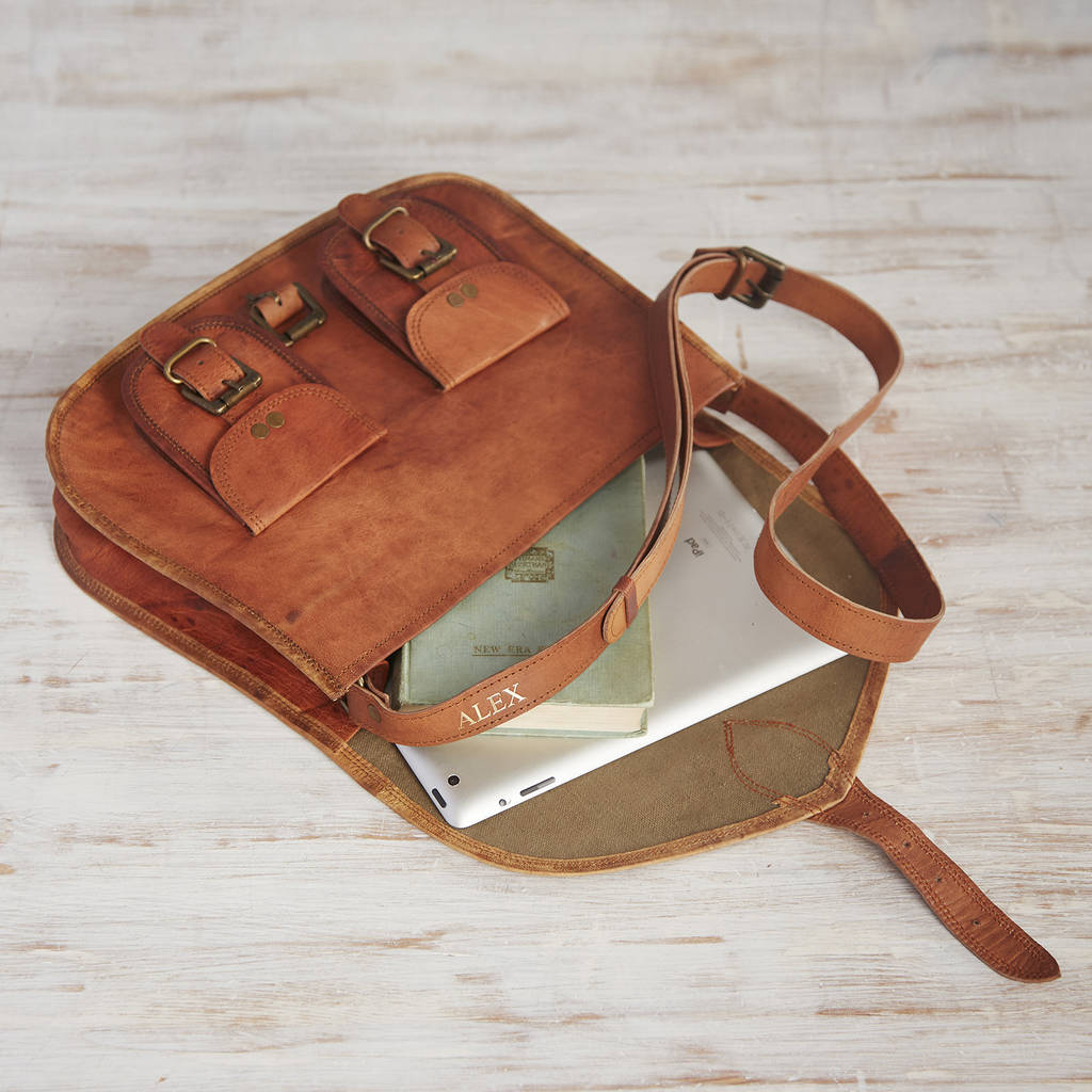 Personalised Leather Satchel Style Saddle Bag By Paper High ...