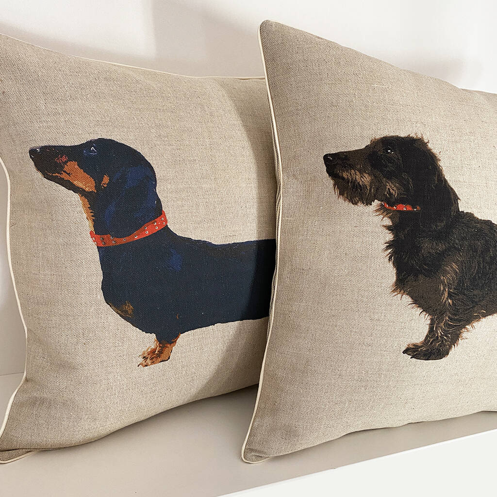 dachshund christmas cushion