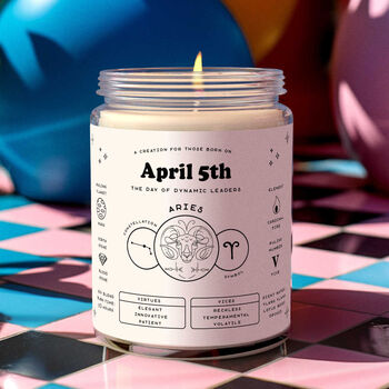 Aries Zodiac Candle Personalised Birth Gift, 2 of 6
