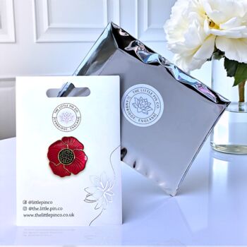 Red Remembrance Poppy Flower Lapel Pin, 2 of 8