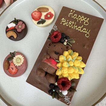 Happy Birthday Chocolate Bear, Personalised Tulips Gift, 2 of 9