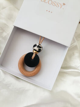 Leopard Wooden Engraved Nursing And Teething Pendant, 4 of 5