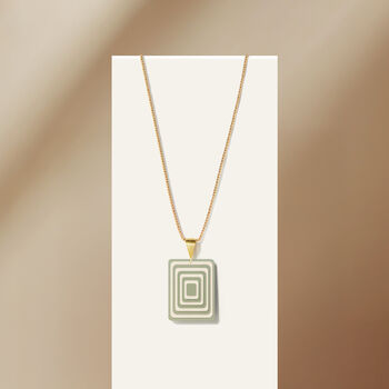 Green And Cream Rectangle Necklace, 4 of 6