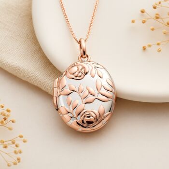 Personalised Rose Gold Plated Sterling Silver Queen Of Flowers Locket, 2 of 11