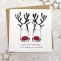 Couples Glittery Reindeer 1st Christmas Card, thumbnail 3 of 3