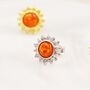 Opal Sunflower Stud Earrings In Sterling Silver, thumbnail 2 of 10