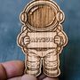 Personalised Space Themed Wooden Keyring | Astronaut, Rocket, Moon And Ufo Name Charm, thumbnail 6 of 9