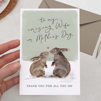 Cute Rabbits, Amazing Wife On Mother's Day Card, 2 of 2