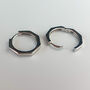 Sterling Silver Geometric Huggie Hoop Earrings, thumbnail 5 of 7