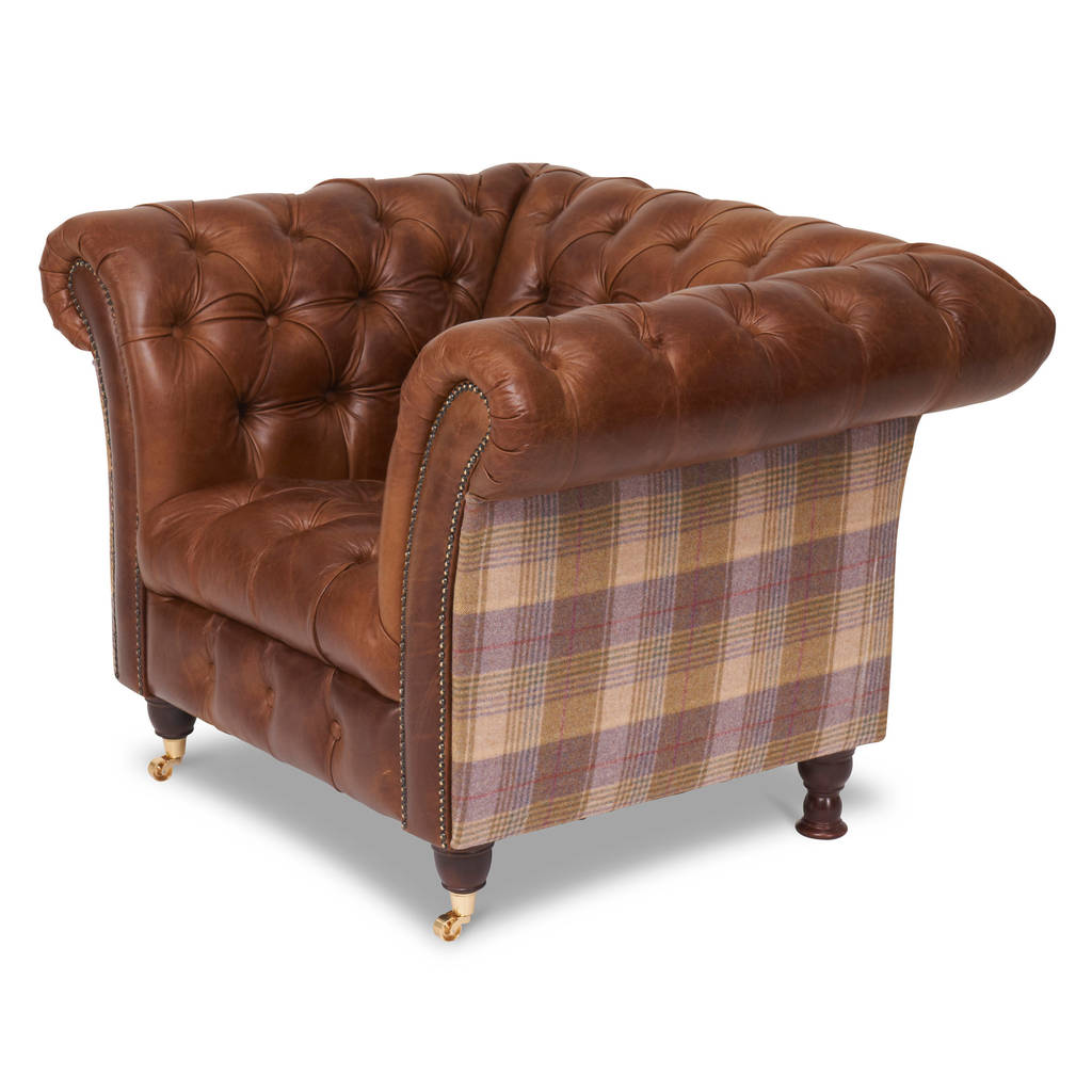 Harris Tweed Or Vintage Leather Chesterfield Sofa By The Orchard