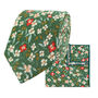 Wedding 100% Cotton Flower Print Tie Green, thumbnail 5 of 7