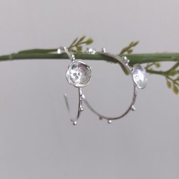 Meadow Flower Hoop Earrings Sterling Silver, 2 of 9