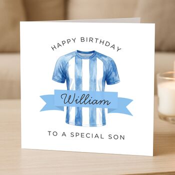 Personalised Football Birthday Card For Special Son, 3 of 8