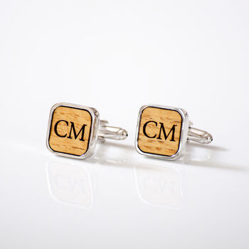 Personalised Square Whisky Wood Cufflinks, 2 of 7