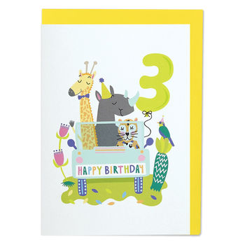 Age Three Happy Birthday Card By Raspberry Blossom | notonthehighstreet.com