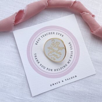 Best Teacher Ever Enamel Pin, Teacher Appreciation Gift, End Of Term Teaching Assistant Gift, 5 of 12
