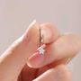 Sterling Silver Delicate Cz Star Huggie Hoop Earrings, thumbnail 6 of 10