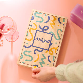 Personalised Squiggle Design Mirror Wooden Storage Box, 2 of 5