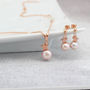 Rose Gold Plated Star And Pearl Necklace With Earrings, thumbnail 2 of 10