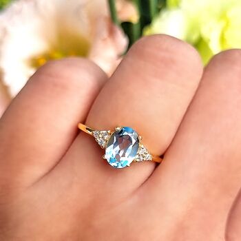 Sky Blue Topaz Ring In Sterling Silver And Gold Vermeil, 9 of 12