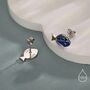 Sterling Silver Blue Tang Fish Stud Earring, thumbnail 5 of 12