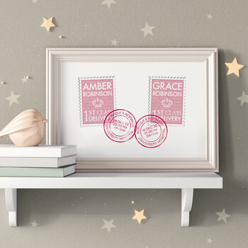 Personalised New Baby Twins Gift And Christening Print, 5 of 7