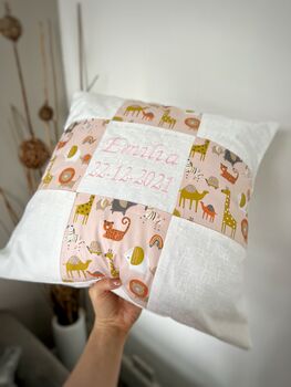 Personalised Patchwork Birth Cushion, 6 of 6