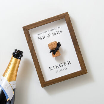 Personalised Our First Toast Cork Saver Frame, 2 of 12