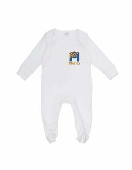 Personalised Organic Alphabet Sleep Suit White, 2 of 7