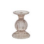 Pressed Glass Candlestick Pink, thumbnail 2 of 4