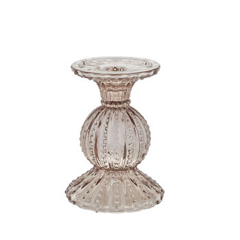 Pressed Glass Candlestick Pink, 2 of 4