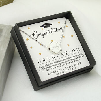 Graduation Silver Tone Necklace And Sentiment Box, 2 of 5
