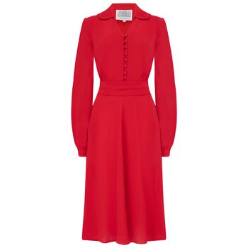 Clarice Dress In Lipstick Red Vintage 1940s Style, 2 of 3