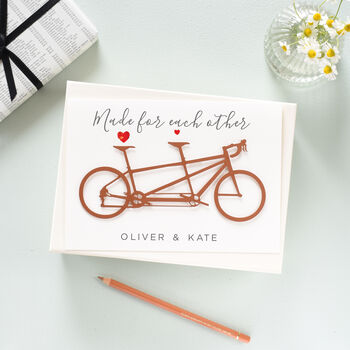 Paper Cut Tandem, Cyclists Wedding Anniversary Card, 4 of 4