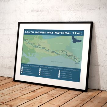 South Downs Way Art Print With Map And Tick List, 5 of 8