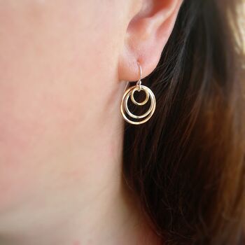 Rolled Gold, Silver And Rose Gold Circles Earrings, 2 of 5