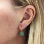 The Square Amazonite Gold Plated Gemstone Earrings, thumbnail 2 of 7