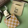 Personalised Yellow Checkered Print Mirror Keyring, thumbnail 2 of 6