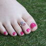 925 Silver Floral Red Blue Bohemian Beach Toe Ring, thumbnail 2 of 7