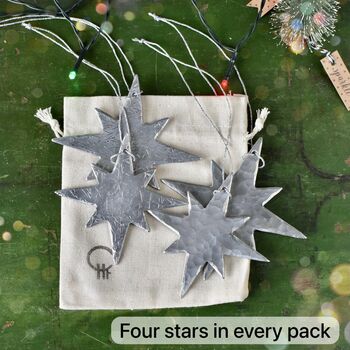Silver Star Hanging Decoration, Set Of Four, 7 of 7