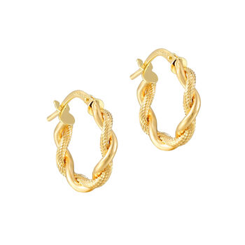9ct Solid Gold Rope Creole Hoop Earrings, 3 of 4