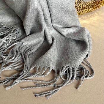 Super Soft Plain Pashmina Style Scarf In Stone Grey, 3 of 3