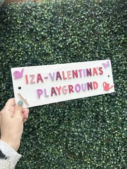 Personalised Outdoor Playhouse/ Wendyhouse/ Cubby Sign: Outdoor Play Mud Kitchen Cafe Accessory, 3 of 4