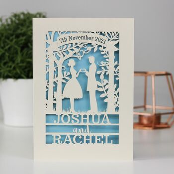 Personalised Papercut Couple Wedding Date Card, 4 of 5