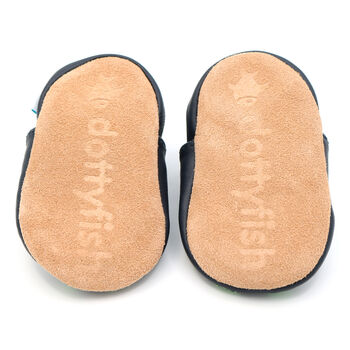 Dotty Fish Fire Engine Soft Leather Baby Shoes With Barefoot Soles, 7 of 8